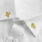 欧美男装领子小蜜蜂玫瑰，刺绣长袖衬衫门襟织带，高端商务休闲衬衣潮