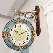 欧式双面挂钟现代家用客厅静音，时钟大气时尚两面钟表个性创意墙钟