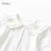 Elfairy宝宝打底衫女童娃娃领衬衣白色婴儿春装上衣儿童纯棉衬衫