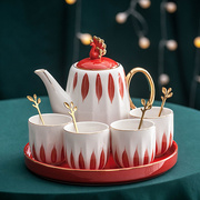 高档陶瓷轻奢茶具套装，家用客厅花茶茶壶茶杯水具，杯具水杯复古带托