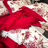 现代轻奢100支长绒棉婚庆四件套红色被套新婚房全棉结婚床上用品4