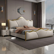 索菲亚卧室轻奢真皮床双人床1.8米主卧大床现代简约高端大气