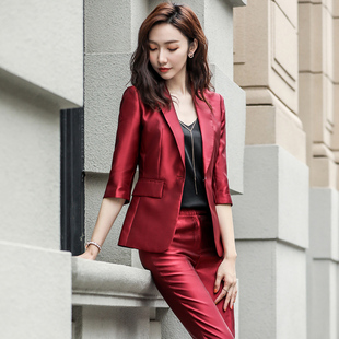 小西装外套女2024春秋，韩版红色西服面试正装ol工作服职业套装