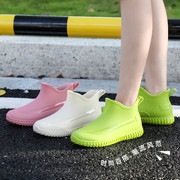 韩系款雨鞋女士短筒加绒防水胶鞋低帮保暖时尚，水鞋户外防滑雨鞋靴