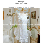 LACESHABBY法式复古风格白色纯棉碎花荷叶边家居服围裙