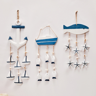 地中海海洋主题鱼串铁锚挂件幼儿园挂饰吊饰走廊装饰挂件客厅壁饰