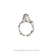奇虚乐chicxulab纯手工m铁，陨石镶嵌925纯银，肌理可调节戒指