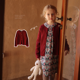 女童山羊绒混纺气质新年针织开衫 允儿妈女童秋冬洋气毛衣外套潮
