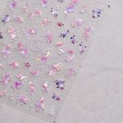贝壳光粉色金鱼美甲贴纸，幻彩新年锦鲤极光装饰品，浮雕贴片指甲贴花
