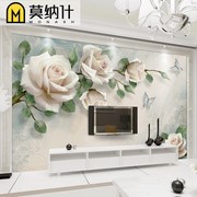 3d立体墙贴玫瑰花客厅墙纸8d电视背景墙壁纸自粘沙发影视墙贴画