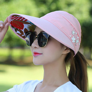 夏季帽子女韩版户外空顶帽出游防晒太阳帽可折叠遮阳帽