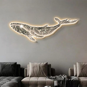 沙发背景墙挂画现代简约客厅装饰画卧室led灯画主卧鲸鱼发光壁画