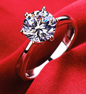 pt950铂金钻石戒指，18k金白金(金白金)钻戒，女款结婚求婚戒指