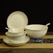 淄博陶瓷骨瓷碗碟家用组合20头高档简约风中式餐具套装礼盒装