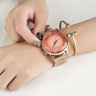 古欧款潮流个性气质神镜面，大表盘手表，女时尚圆形石英玫瑰国产腕表