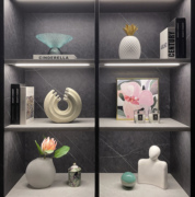 现代样板间书柜软装摆件家居，饰品仿真花挂画创意，陶瓷工艺品zh3504