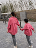 网红亲子装衬衫2023春装母子母女装韩版大码，宽松粉色长袖衬衣