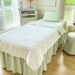 夏蜜美容床罩四件套立体剪花纯色简约按摩美容用床罩四季通用