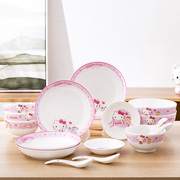 hellokitty陶瓷餐具套装家用碗盘组合可爱儿童专用碗高颜值女盘子