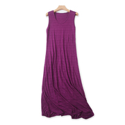 夏季紫色背心连衣裙无袖a字长裙中长款舒适百搭宽松显瘦长裙