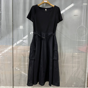 OSY-24X2007商场专卖2024夏时尚品质女装圆领拼接天丝显瘦连衣裙
