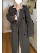 灰色毛呢大衣女秋冬季2023年高级感外套呢子赫本风小个子加厚