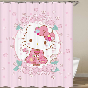 hellokitty门帘卡通浴帘卫生间，洗澡帘装饰凯蒂猫挂布kt猫背景墙布