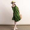 绿色吊带连衣裙2023女装，夏季可甜可盐别致绝美独特设计花苞裙