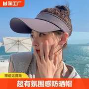 2024UV防晒帽子女夏季遮阳防紫外线太阳帽跑步运动鸭舌空顶帽