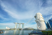 新加坡城市建筑滨海湾花园鱼尾狮金沙海报制作装饰挂画贴画9540