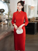 大码女装红色新中式旗袍敬酒服新娘婚礼小个子春季气质显瘦连衣裙