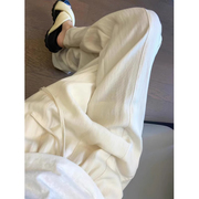 天丝棉麻裤子日系慵懒坠感阔腿裤夏季薄款女白色，宽松直筒休闲长裤