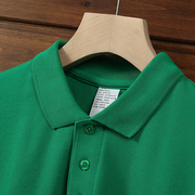 长袖纯棉polo衫秋冬季全棉商务，开叉纯色翻领，t恤衫短袖暗绿色