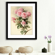 浪漫粉粉红油画玫瑰，十字绣套件植物花卉客厅，卧室精准印花