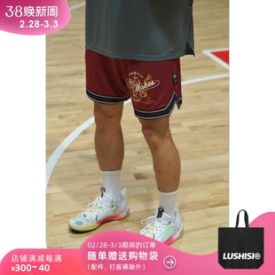 lushisi美式网眼篮球，短裤夏季运动宽松不过膝四分训练乐队