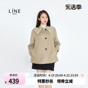 line手工大衣领短外套春季羊毛短款毛呢大衣女NGHJLJ9800