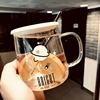 杯子创意个性潮流玻璃杯家用带把大容量马克杯带盖勺吸管茶杯子