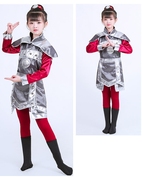 六一花木兰服装演出服女盔甲，儿童古装戏曲武术表演服开场舞蹈服