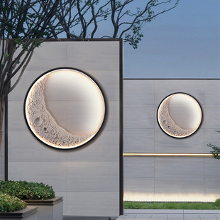 新中式壁灯卧室客厅背景墙灯日式现代简约创意月亮造型墙面装饰灯