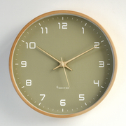 mjk北欧客厅挂钟绿色，简约木质创意静音时尚，钟表家用时钟摆件挂表