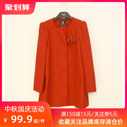 夏款 台湾女装 吉思TN 红色里料醋纤圆领羊毛长袖外套 11527078