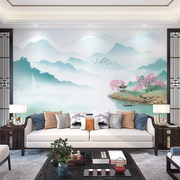 2024新中式水墨山水画影视，墙壁布客厅，电视背景墙壁纸墙纸壁画