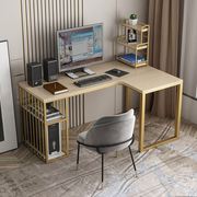 北欧电脑台式桌家用卧室，学生桌子转角书桌书架组合型实木写字台