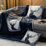 北欧风冬季毯子抱枕，两用多功能抱枕被法兰绒，盖毯折叠靠枕被可机洗