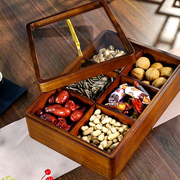 2022实木干果盘收纳盒客厅家用茶几创意中式长方形零食糖果盒