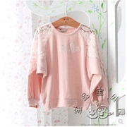 韩国童装秋女童宝宝肉粉色蝙蝠衫长袖T恤卫衣