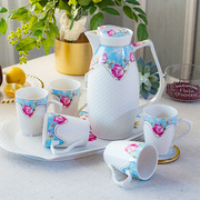 家用水杯套装陶瓷欧式水具杯具 茶壶茶杯客厅杯子简约带托盘
