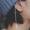 十字架耳骨钉长款线条韩国银色单只细杆冷淡风小众设计感耳饰