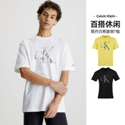 Calvin Klein/凯文克莱CK短袖男装简约印花LOGO百搭休闲圆领T恤男
