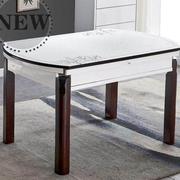 实木餐桌可伸缩折叠餐桌椅，组合非大理石餐桌椅套装g圆形饭桌